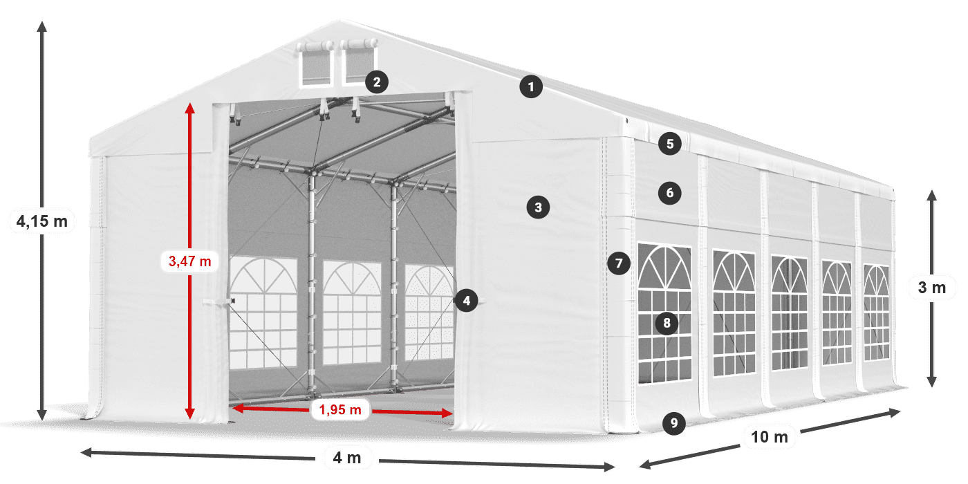 Tetto: FR 620 PVC Pareti: SD 500 PVC 3m leggenda