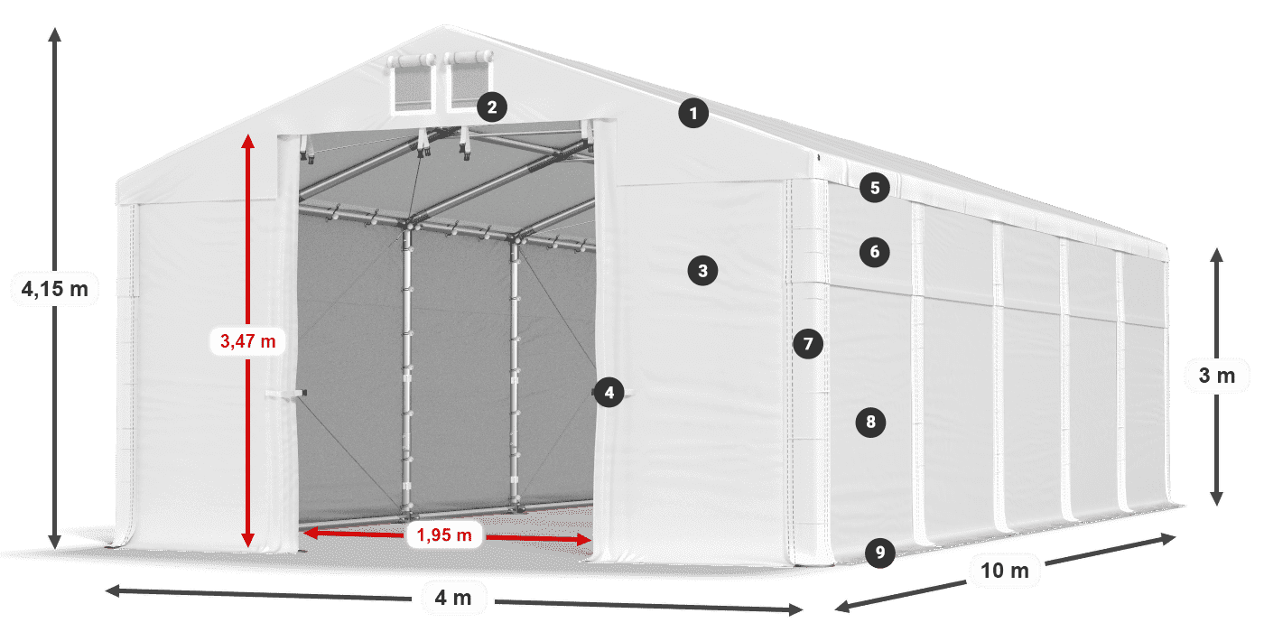 Tetto: MS 580 PVC Pareti: SD 500 PVC 3m leggenda