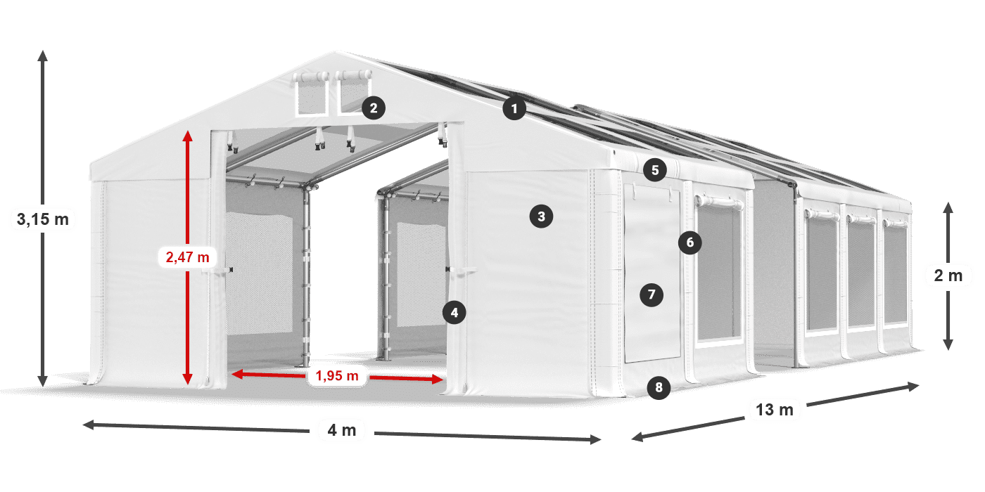Tetto: MS 580 PVC Muri: SD 500 PVC