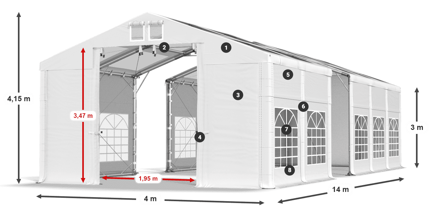 Tetto: MS T 580 PVC Pareti: SD E 500 PVC 3m leggenda
