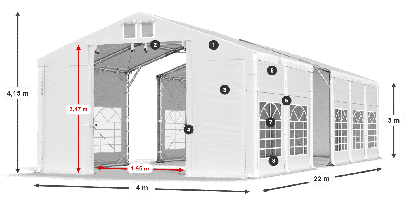 Tetto: FR 620 PVC Pareti: SD 500 PVC 3m leggenda