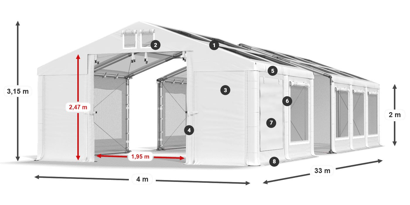 Tetto: MS 580 PVC Muri: SD 500 PVC