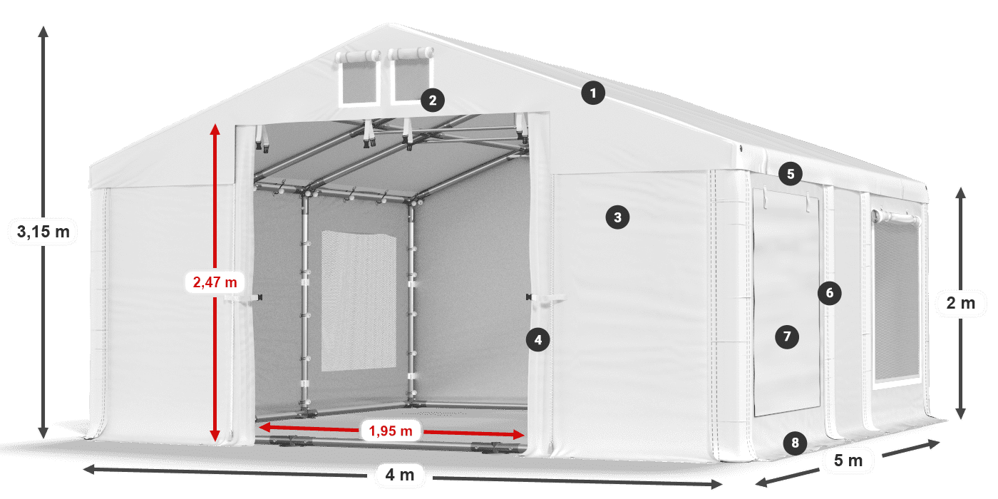 Tetto: MS 580 PVC Muri: SD 500 PVC