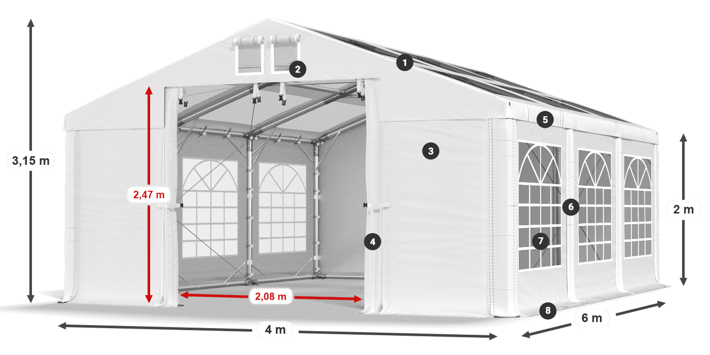 Tetto: MS 580 PVC Muri: SD 500 PVC
