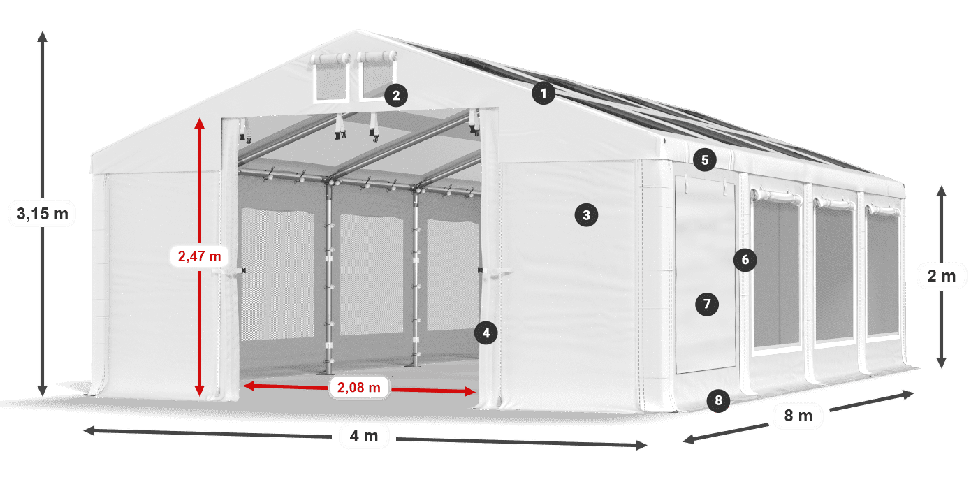 Tetto: MS 580 PVC Muri: SD 500 PVC