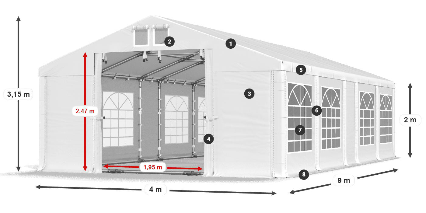 Tetto: FR 620 PVC Muri: SD 500 PVC