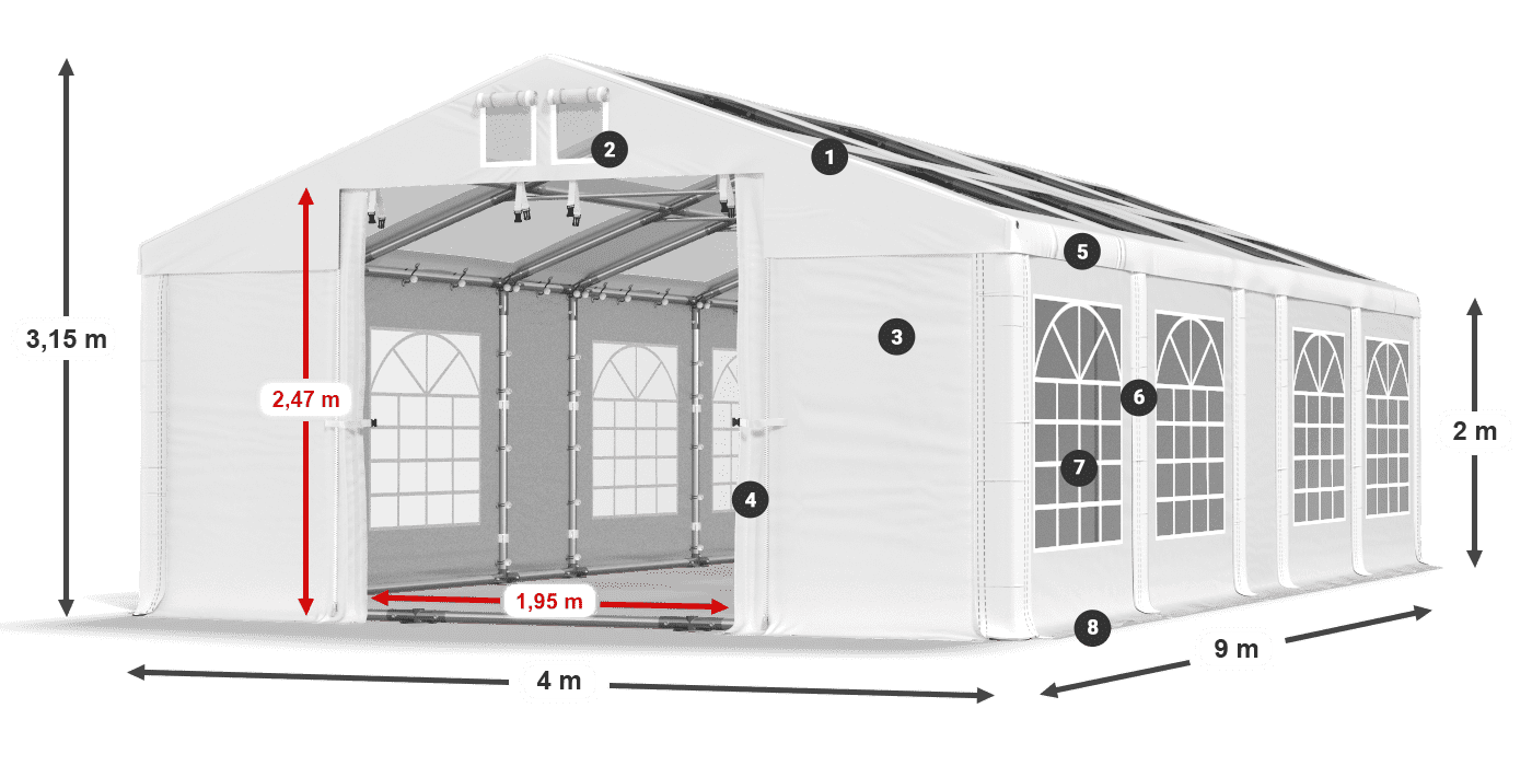 Tetto: MS 580 PVC Muri: SD 500 PVC