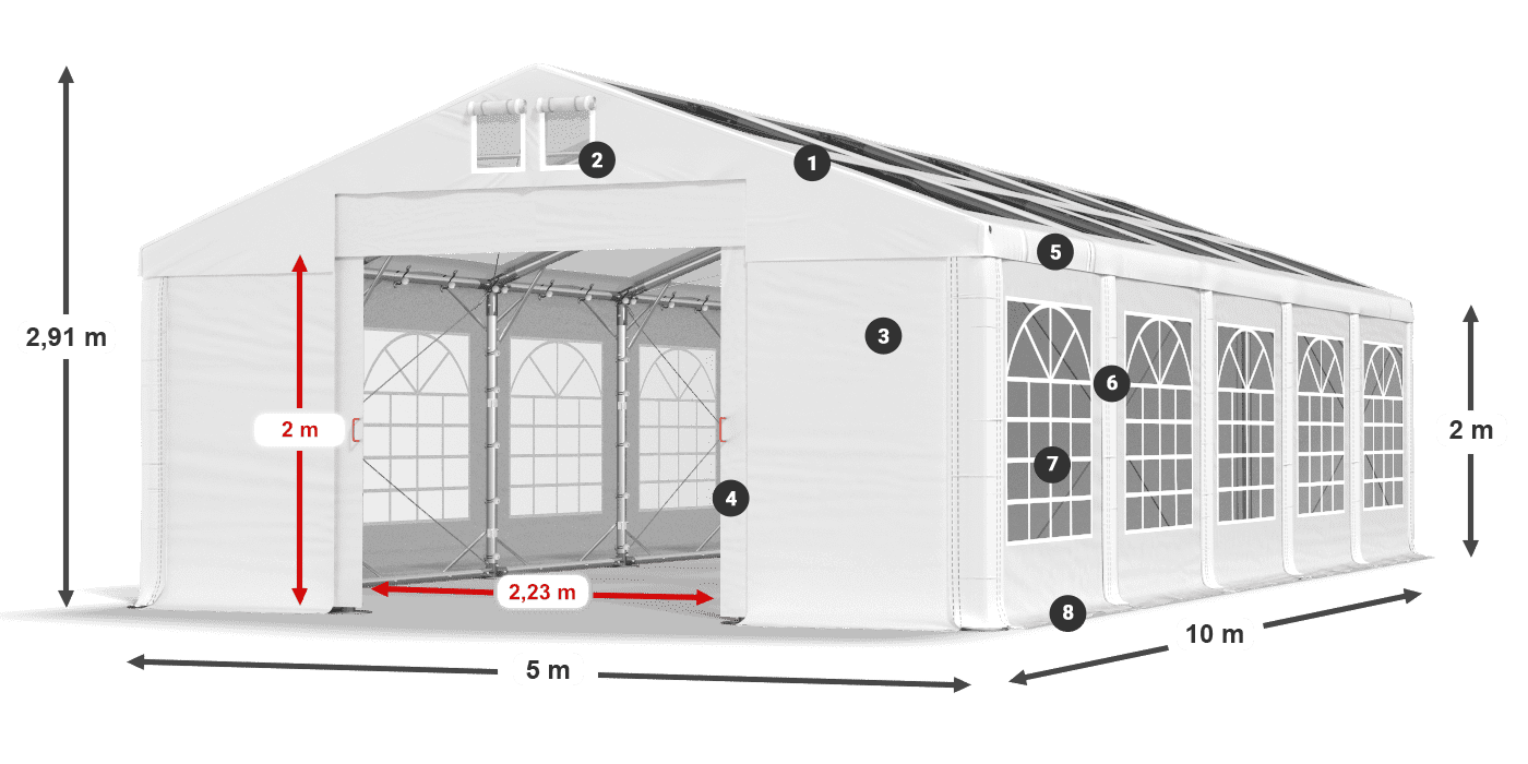 Tetto: MS 580 PVC Pareti: SD 500 PVC 2m leggenda