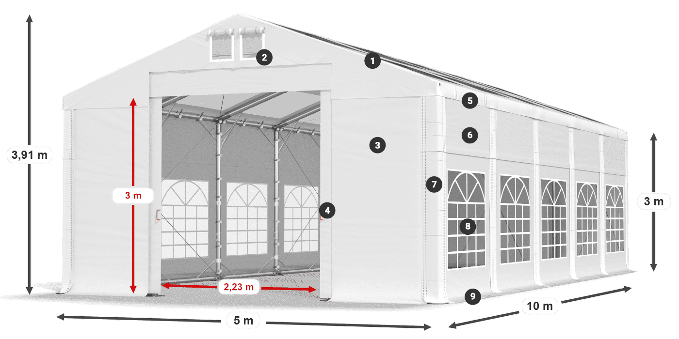 Tetto: MS T 580 PVC Pareti: FR 620 PVC 3m leggenda