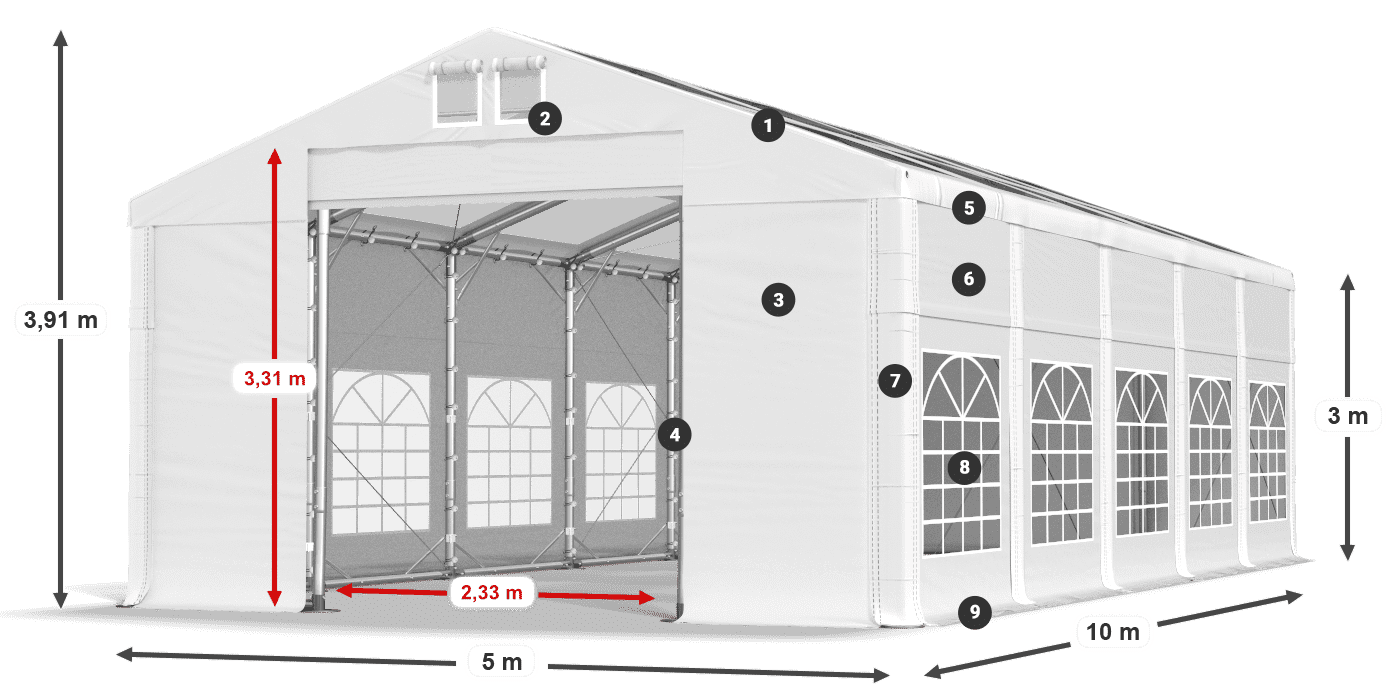 Tetto: MS T 580 PVC Pareti: FR 620 PVC 3m leggenda