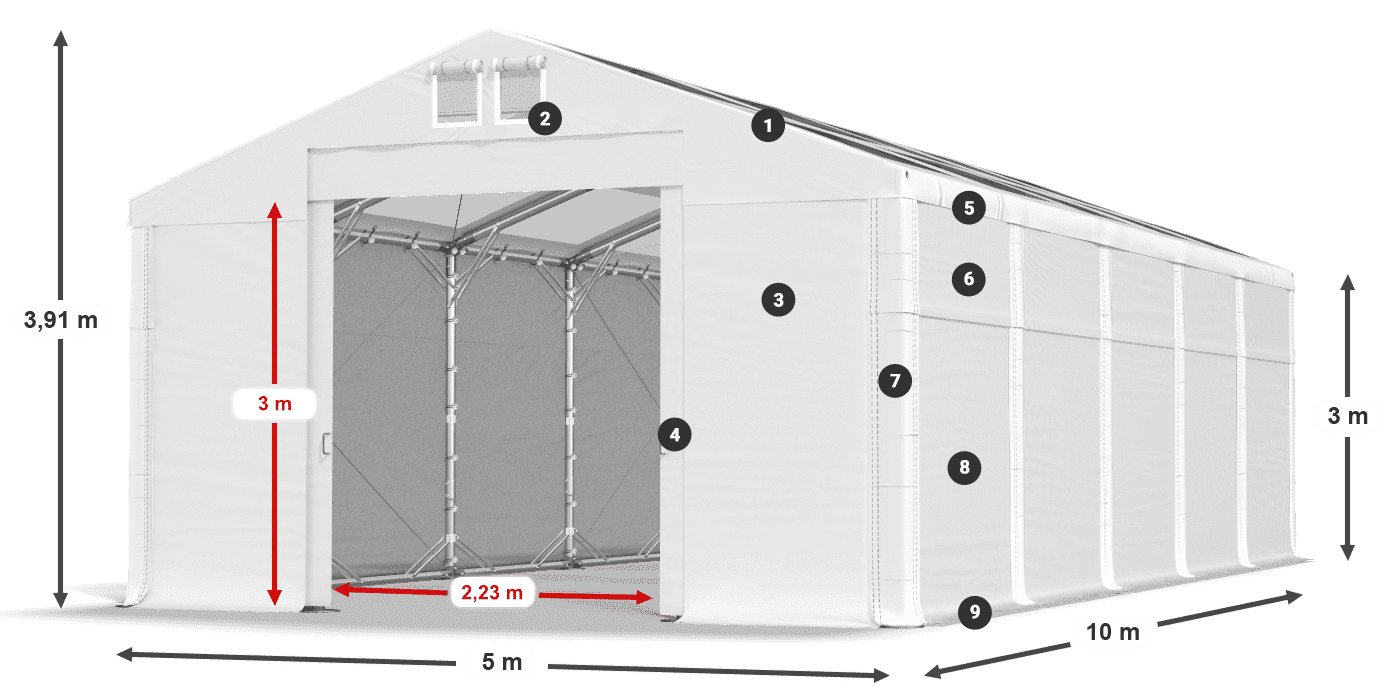 Tetto: MS T 580 PVC Pareti: FR 620 PVC 3m leggenda
