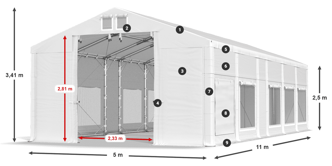 Tetto: MS 580 PVC Muri: SD 500 PVC