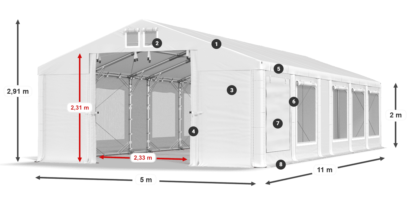 Tetto: MS 580 PVC Muri: SD 500 PVC