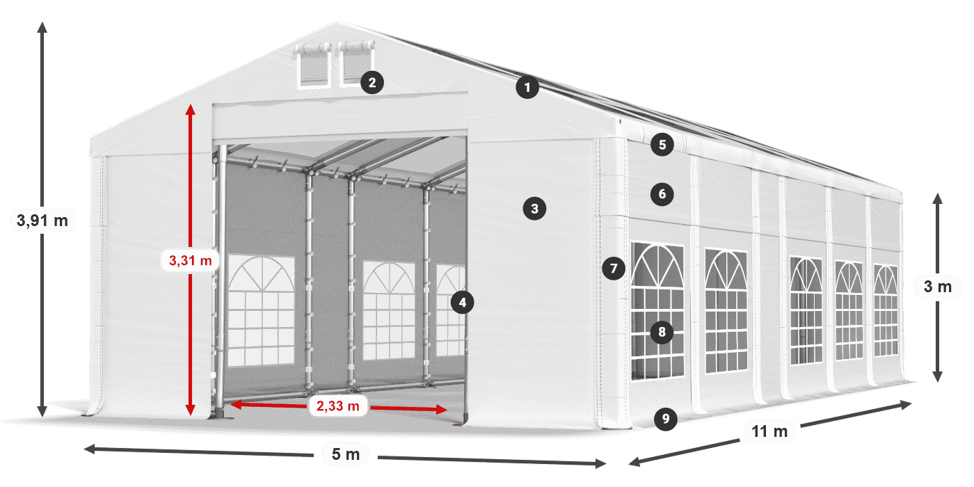 Tetto: MS T 580 PVC Pareti: FR 620 PVC 3m leggenda