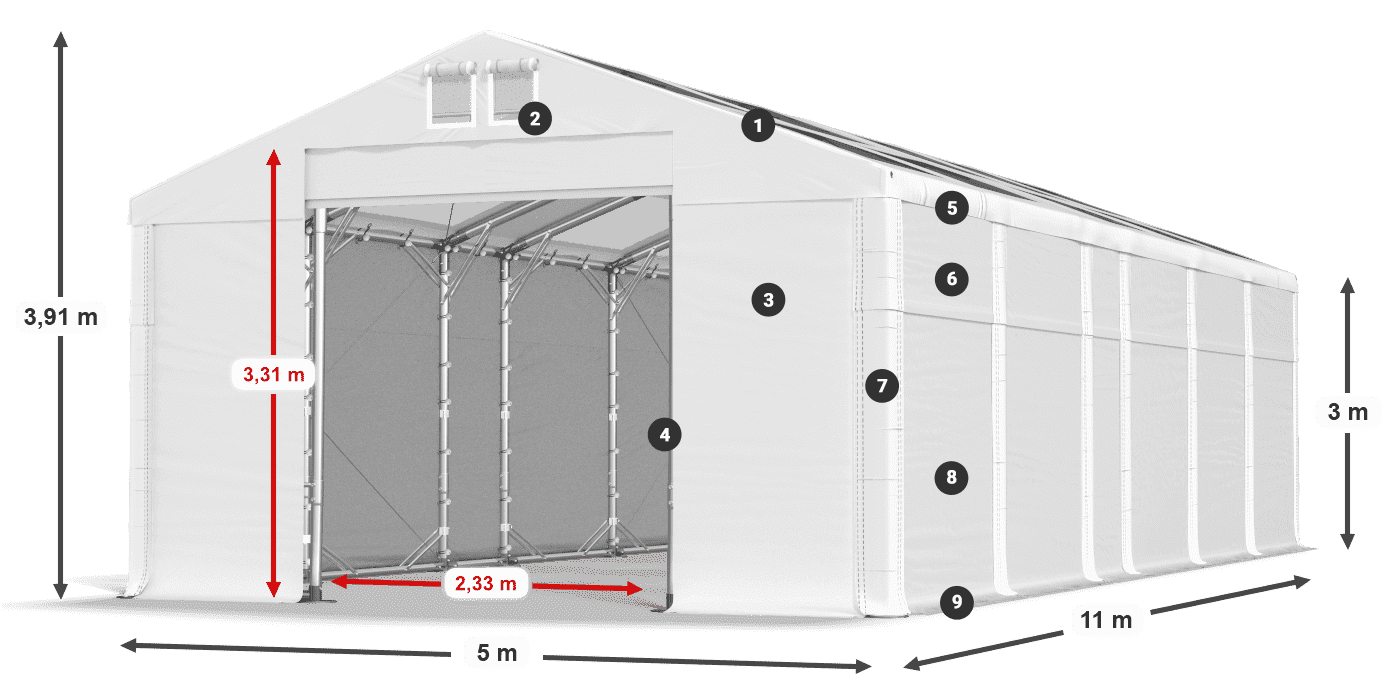 Tetto: MS T 580 PVC Pareti: SD 500 PVC 3m leggenda