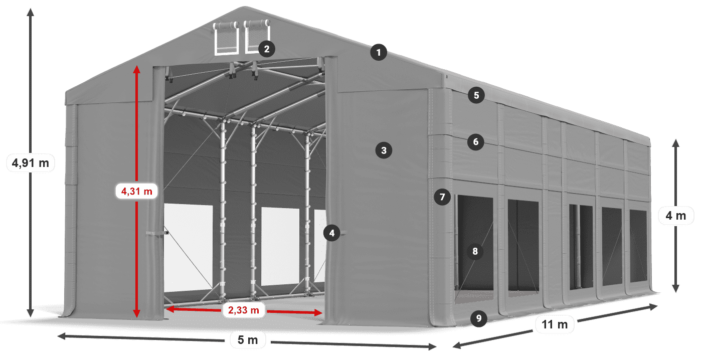 Tetto: FR 620 PVC Pareti: MS 580 PVC 4m leggenda