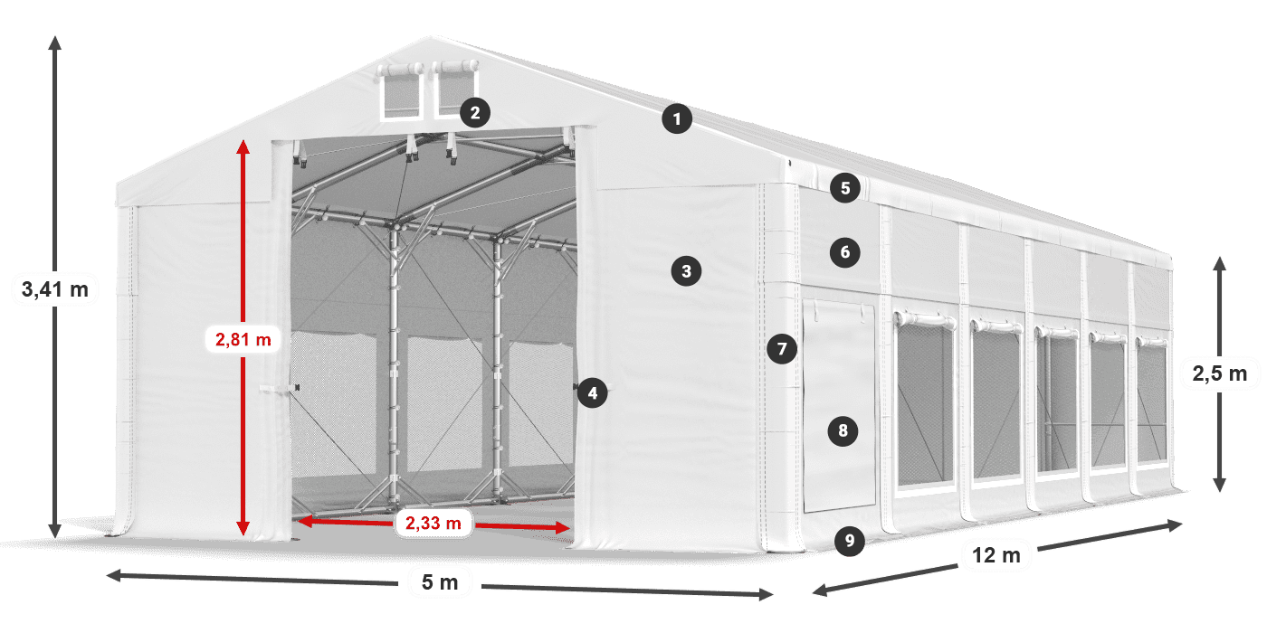 Tetto: MS 580 PVC Muri: SD 500 PVC