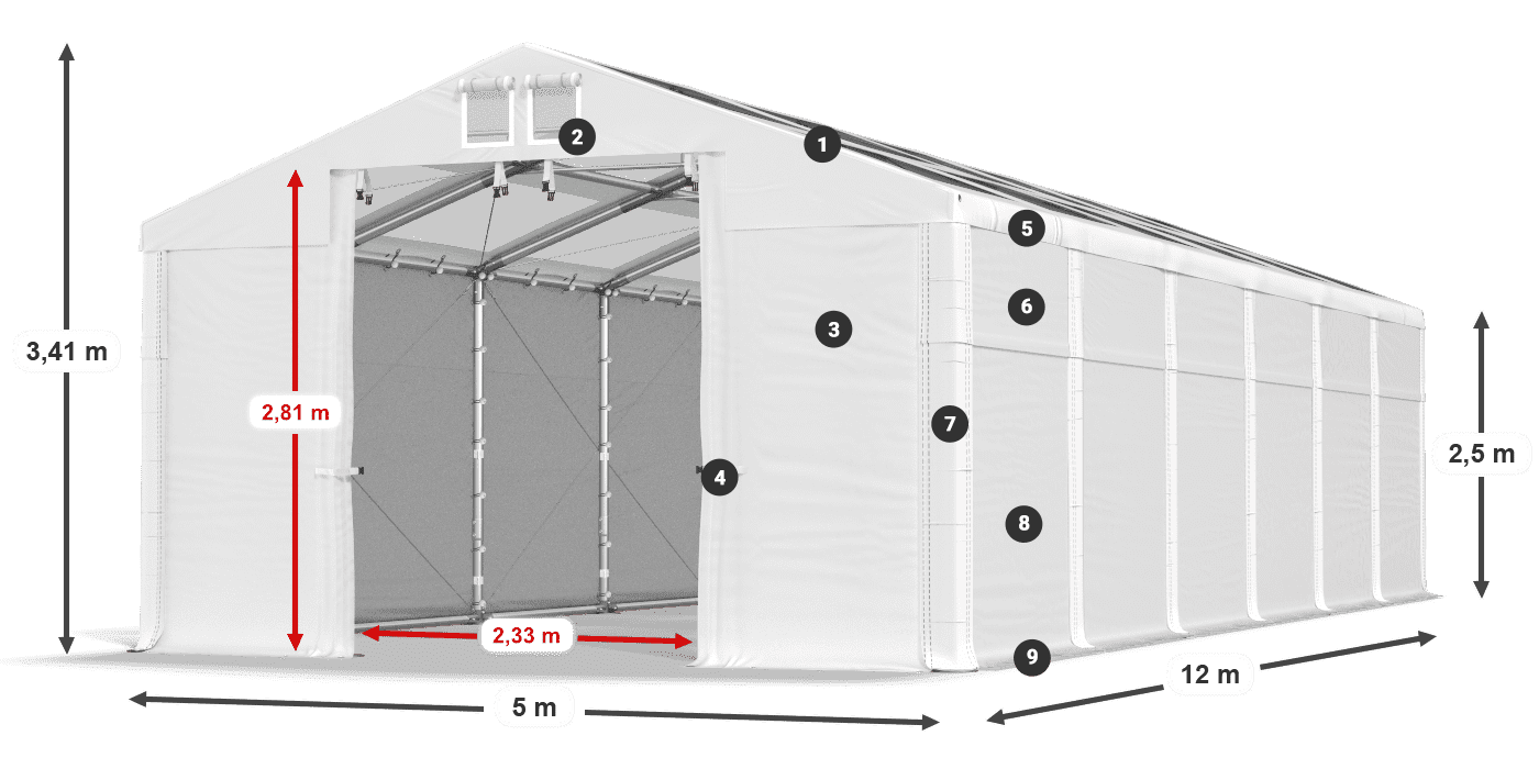 Tetto: MS 580 PVC Muri: SD 500 PVC