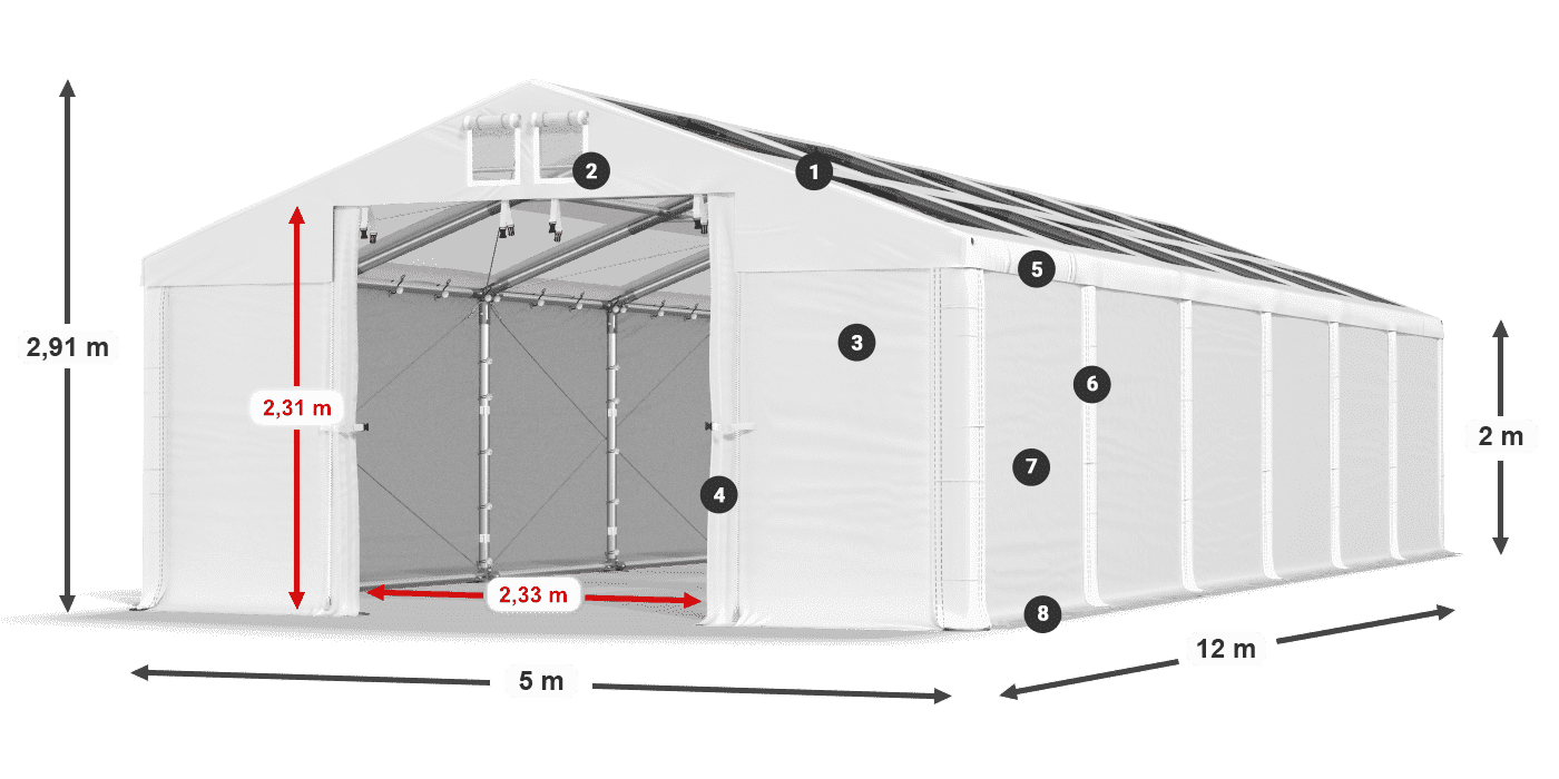 Tetto: MS 580 PVC Muri: SD 500 PVC
