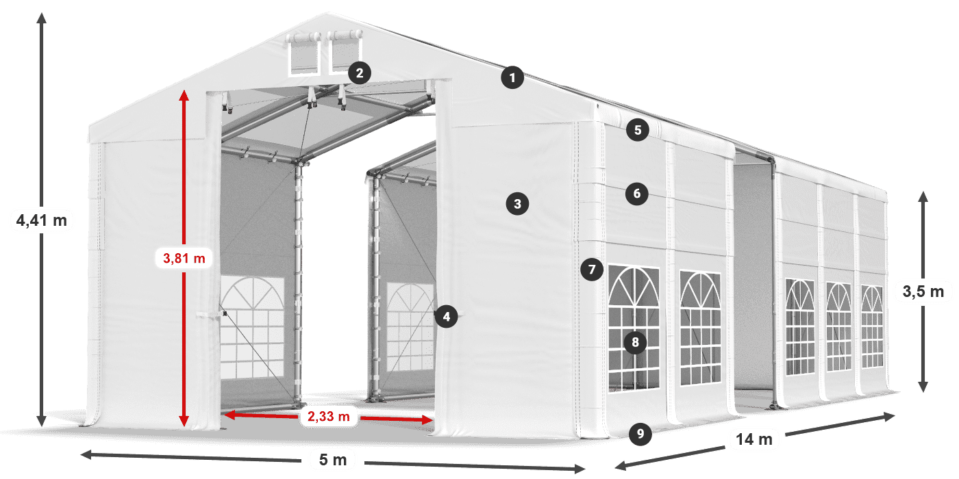 Tetto: MS 580 PVC Muri: SD 500 PVC