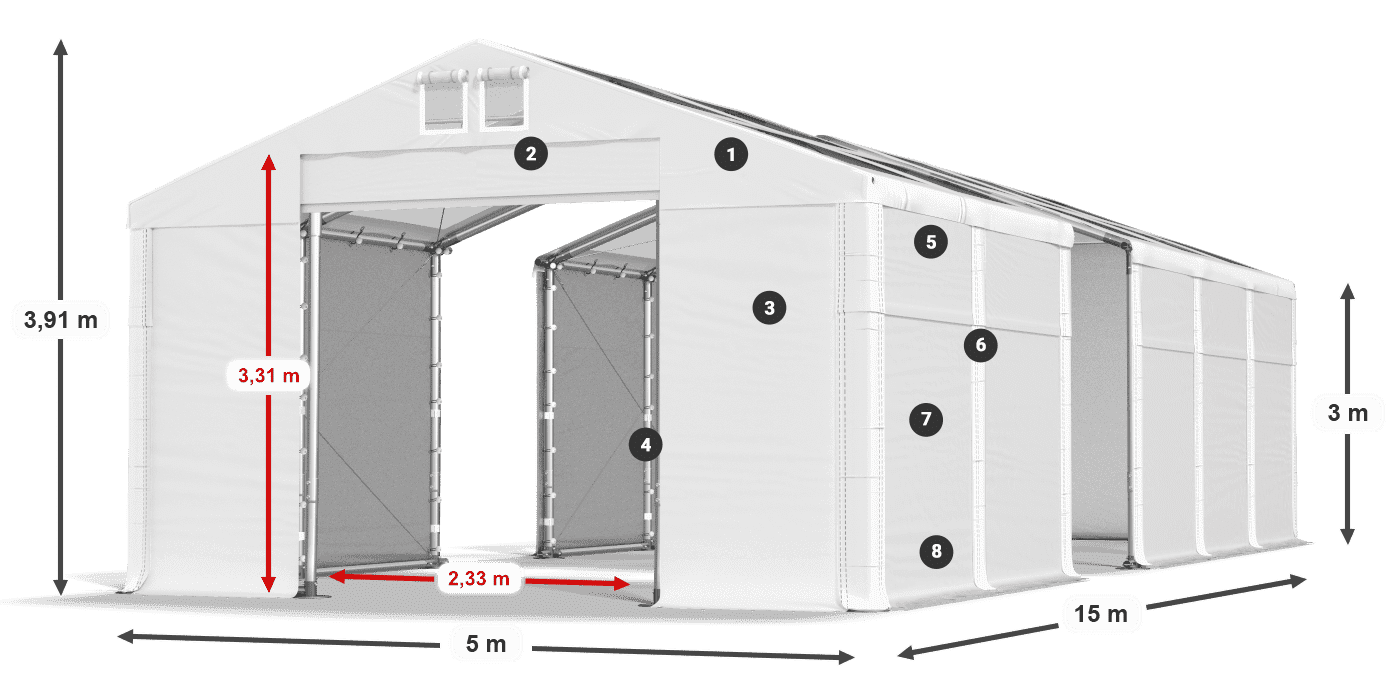Tetto: MS T 580 PVC Pareti: SD 500 PVC 3m leggenda