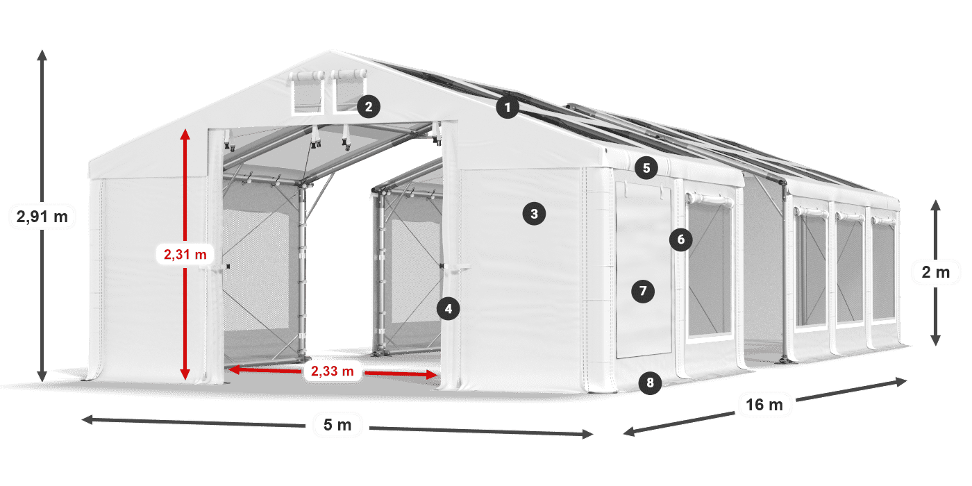 Tetto: MS 580 PVC Muri: SD 500 PVC