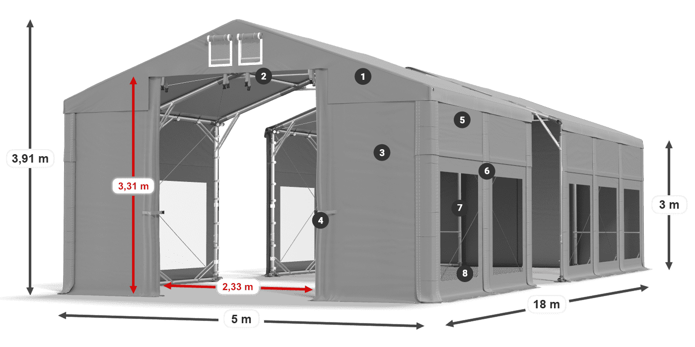 Tetto: MS 580 PVC Pareti: MS 580 PVC 3m leggenda