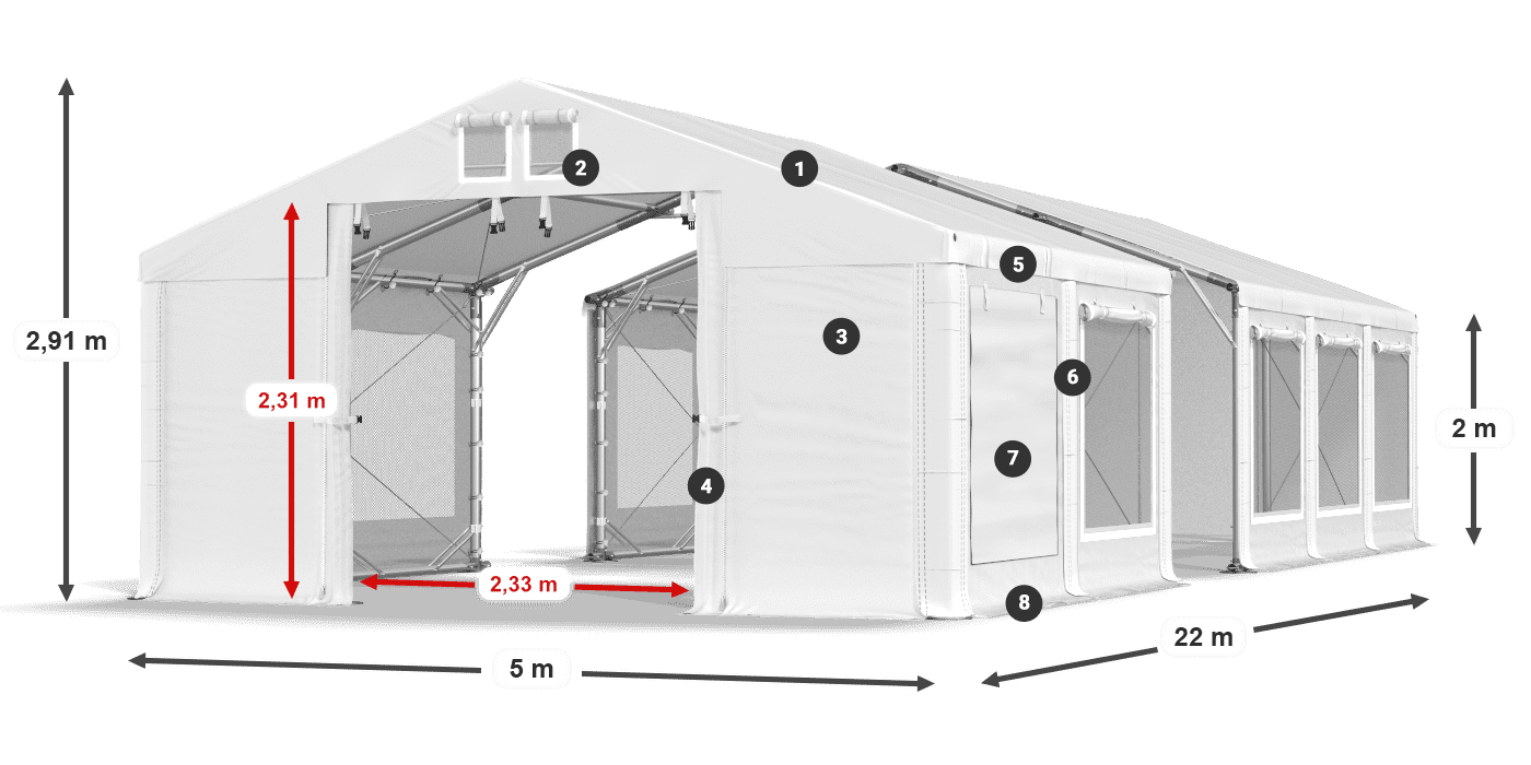 Tetto: MS 580 PVC Muri: SD 500 PVC