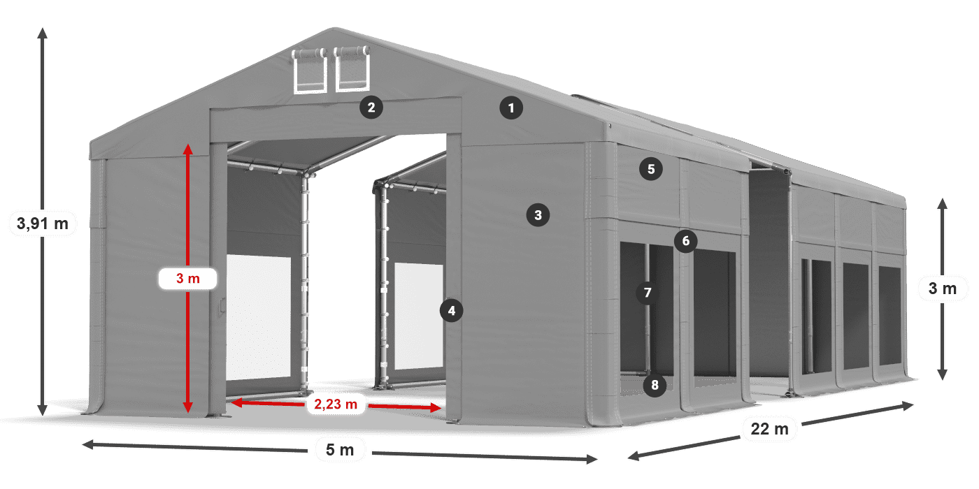 Tetto: FR 620 PVC Pareti: MS 580 PVC 3m leggenda