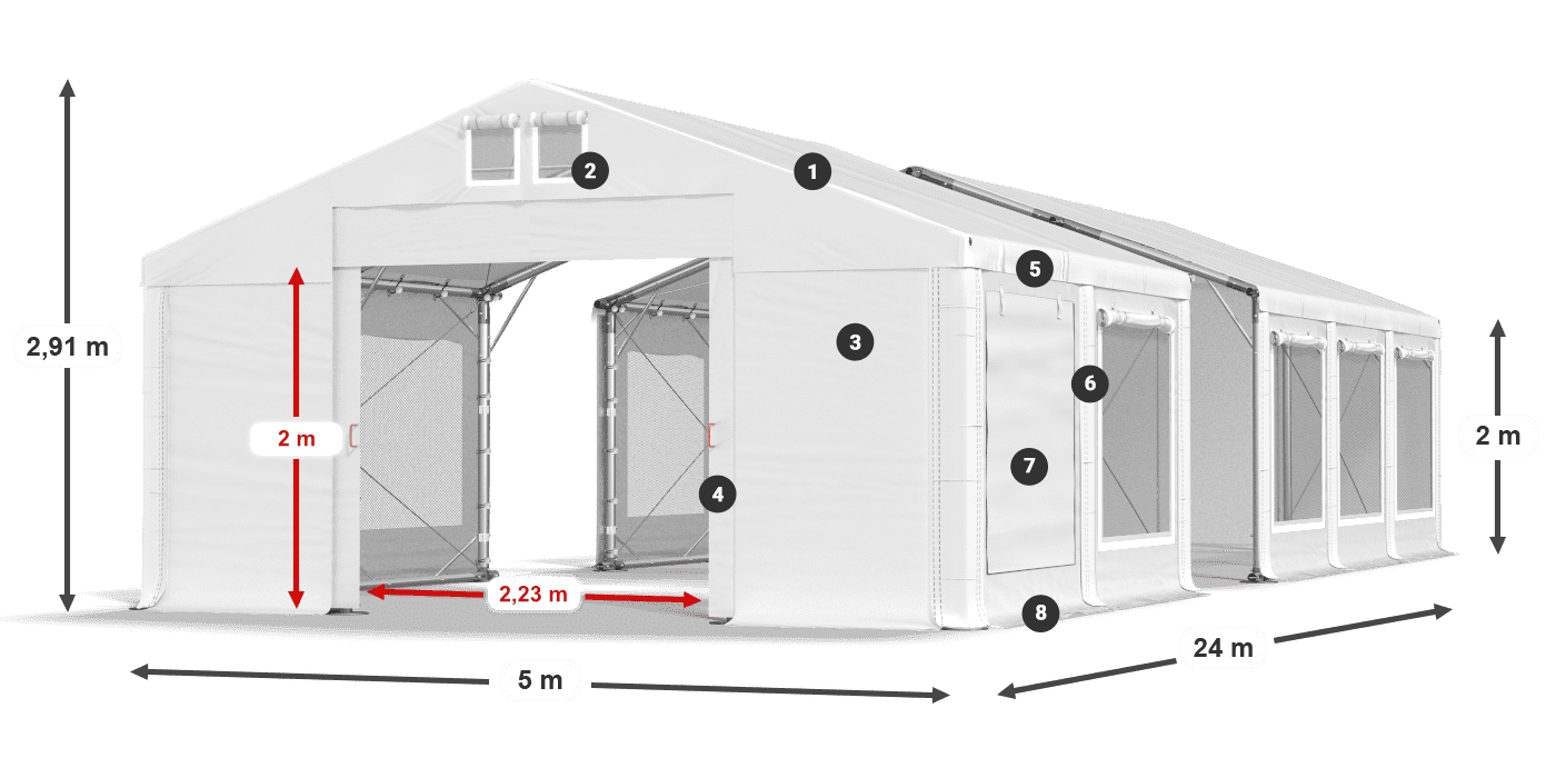 Tetto: MS 580 PVC Muri: SD 500 PVC