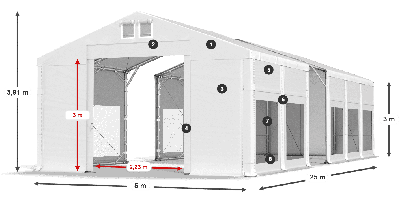 Tetto: FR 620 PVC Pareti: MS 580 PVC 3m leggenda
