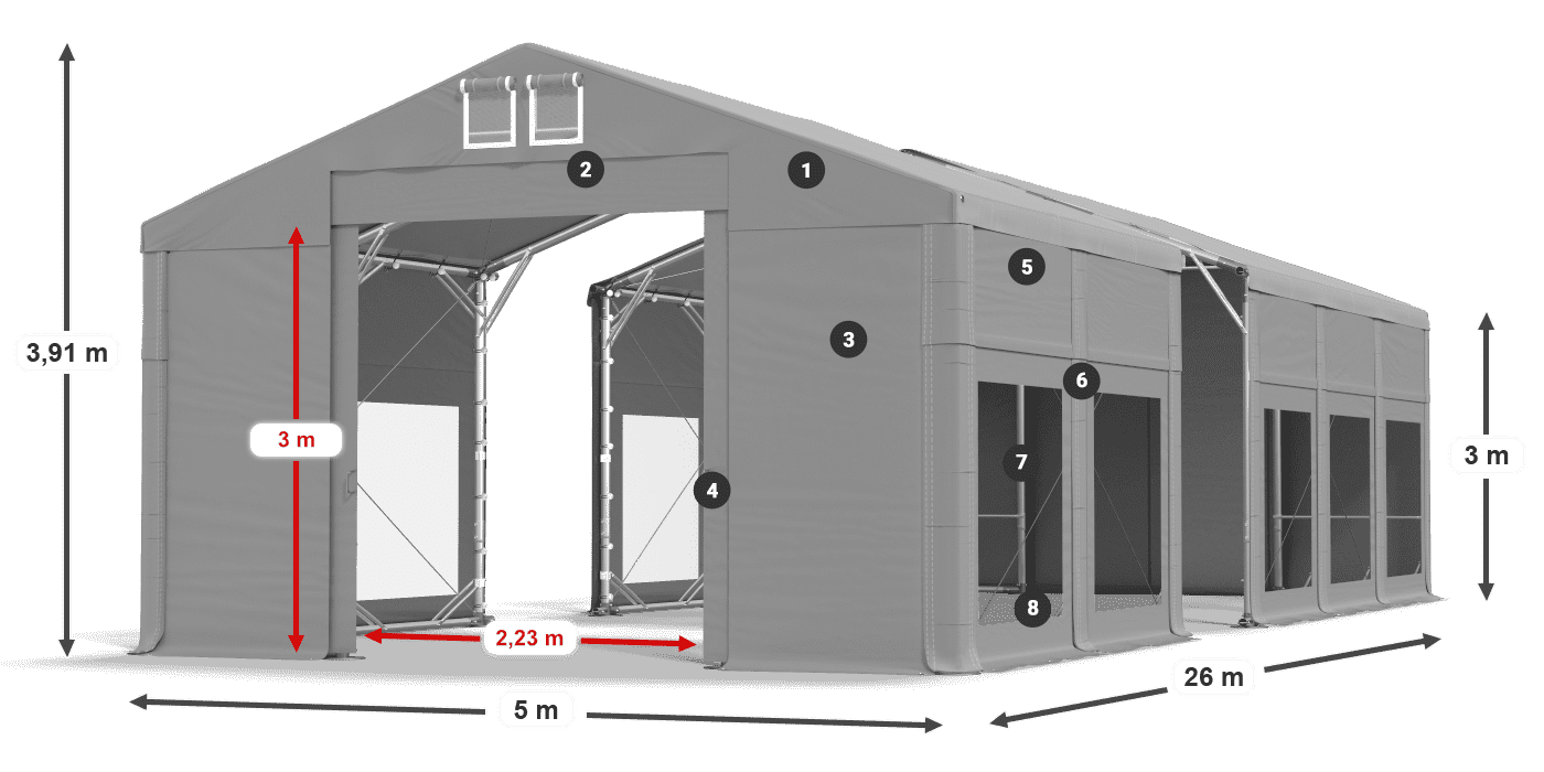 Tetto: FR 620 PVC Pareti: MS 580 PVC 3m leggenda