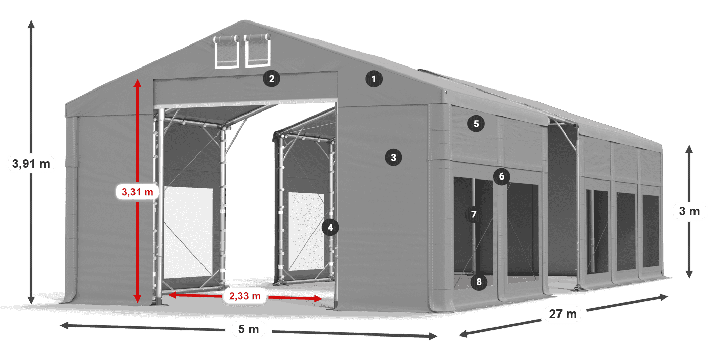 Tetto: MS 580 PVC Pareti: MS 580 PVC 3m leggenda