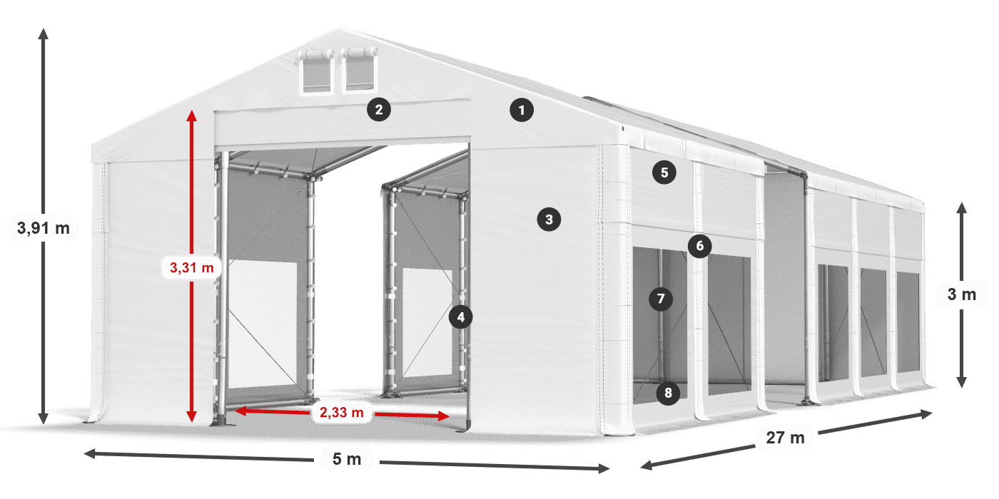 Tetto: MS 580 PVC Pareti: MS 580 PVC 3m leggenda
