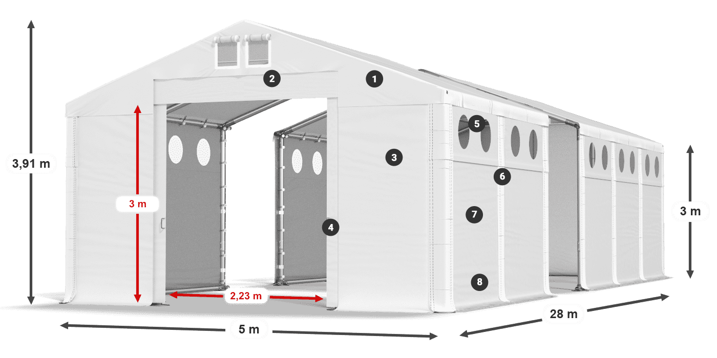Tetto: FR 620 PVC Pareti: SD O 500 PVC 3m leggenda