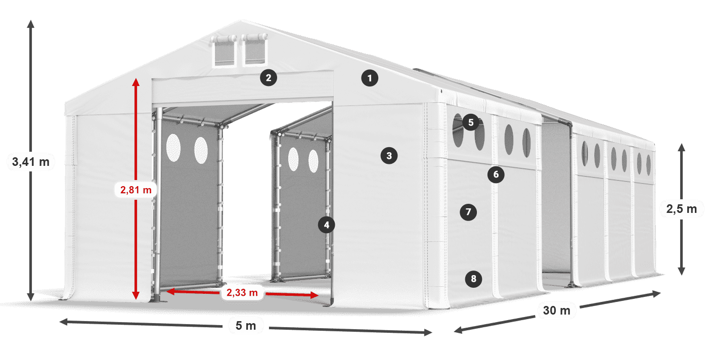 Tetto: SD 5. PVC Pareti: MS O 580 PVC leggenda 2.5m