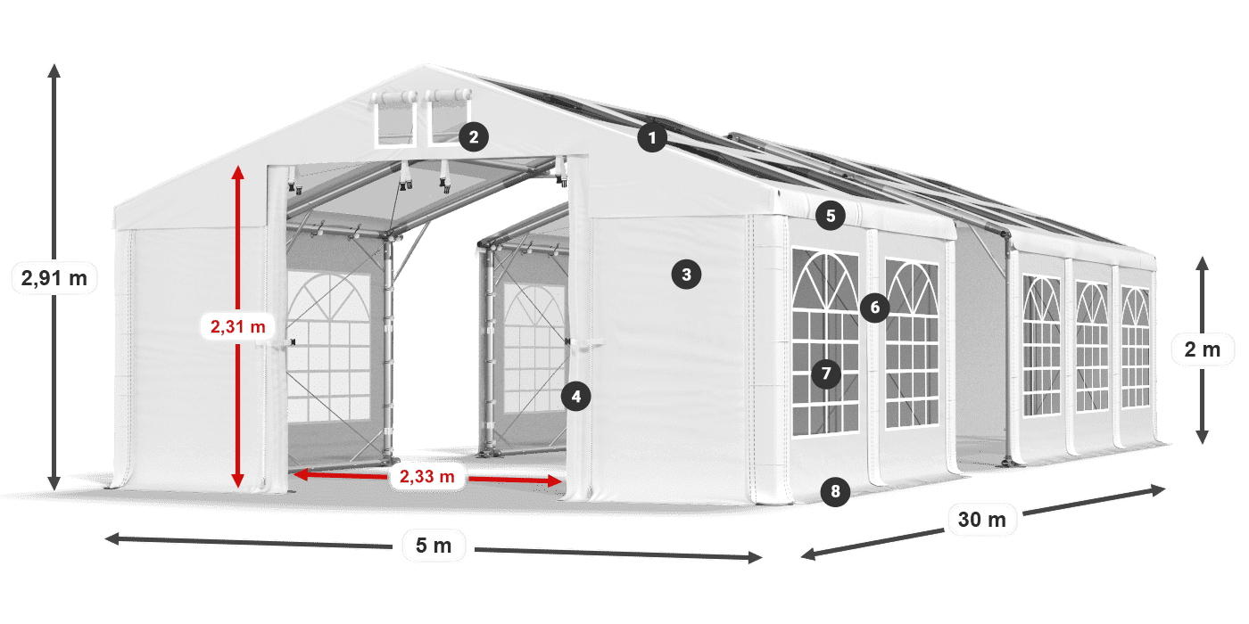 Tetto: MS 580 PVC Muri: FR 620 PVC