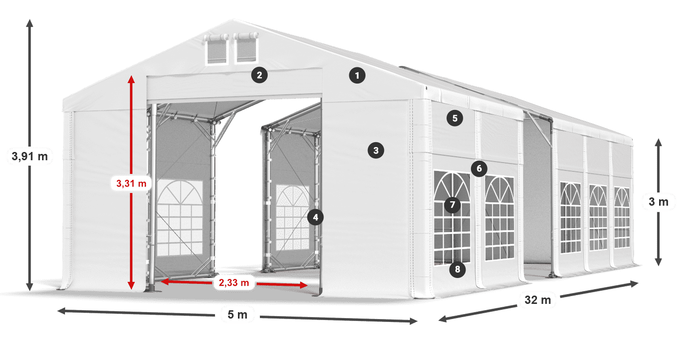 Tetto: MS 580 PVC Pareti: FR 620 PVC 3m leggenda