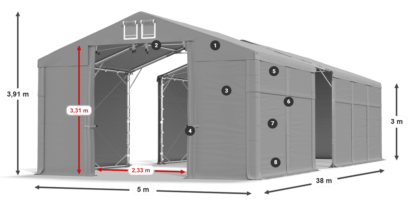 Tetto: MS 580 PVC Pareti: SD 500 PVC 3m leggenda