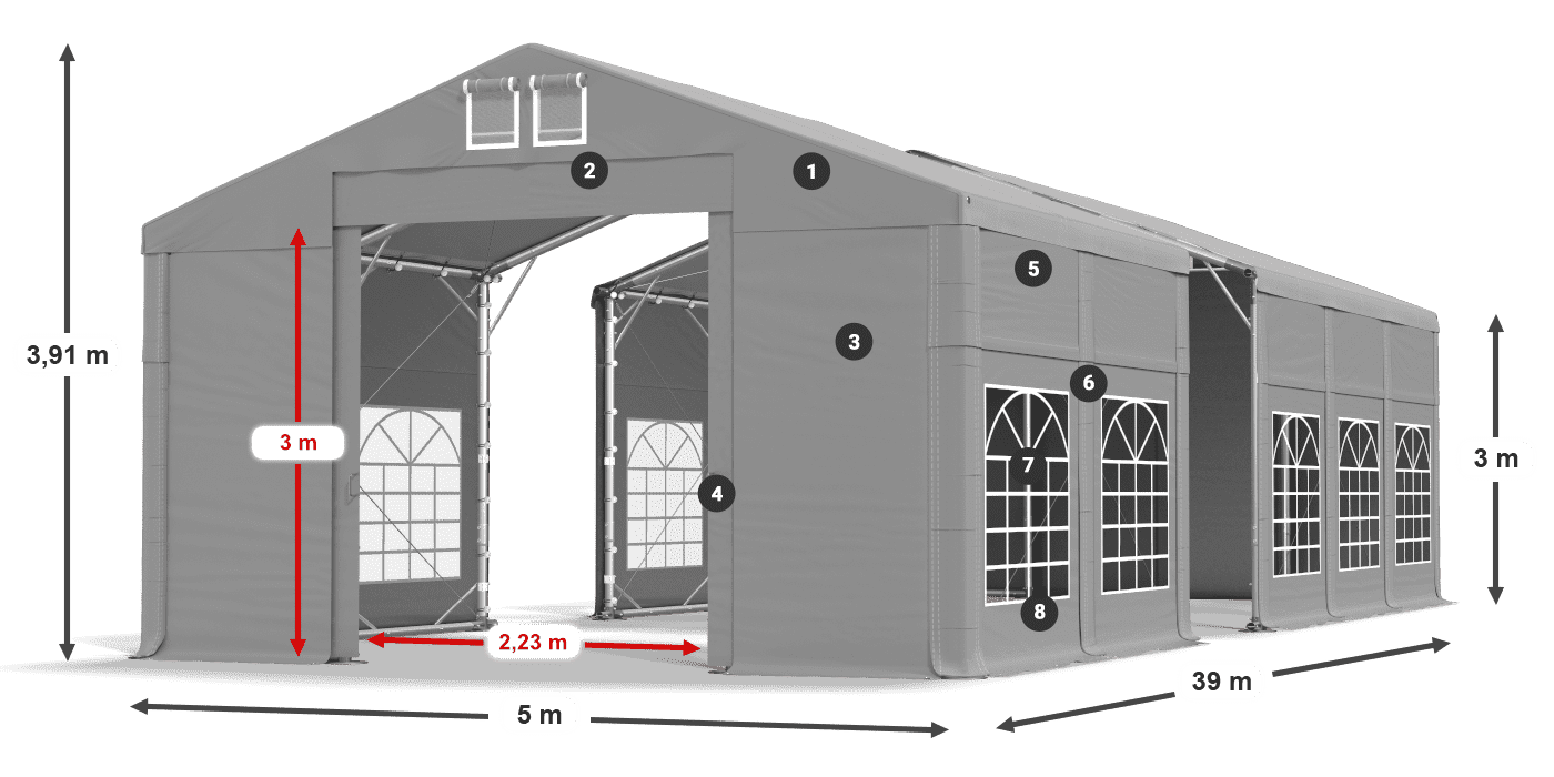 Tetto: FR 620 PVC Pareti: SD 500 PVC 3m leggenda