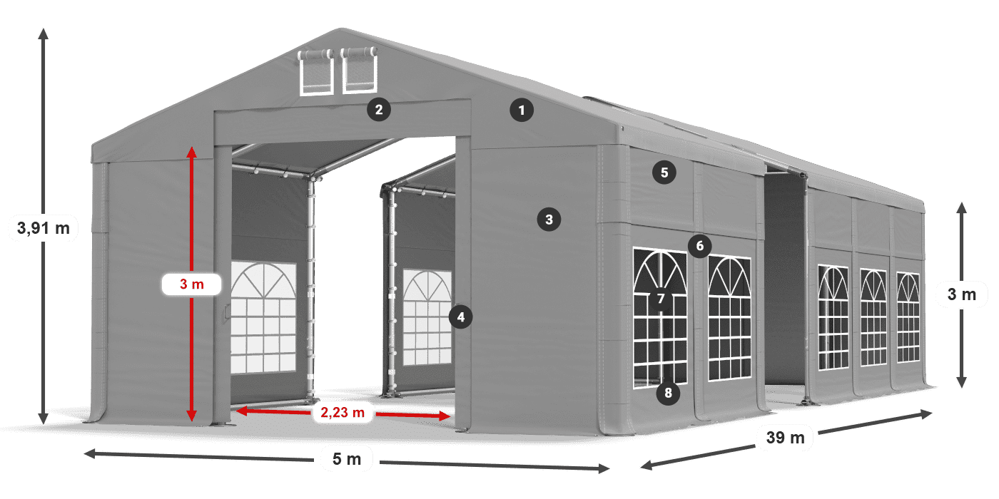 Tetto: FR 620 PVC Pareti: SD 500 PVC 3m leggenda