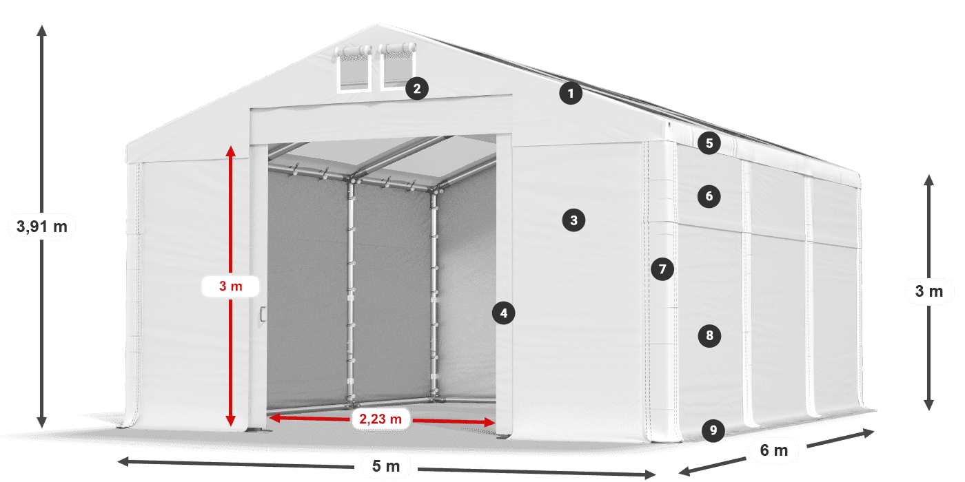 Tetto: MS T 580 PVC Pareti: FR 620 PVC 3m leggenda