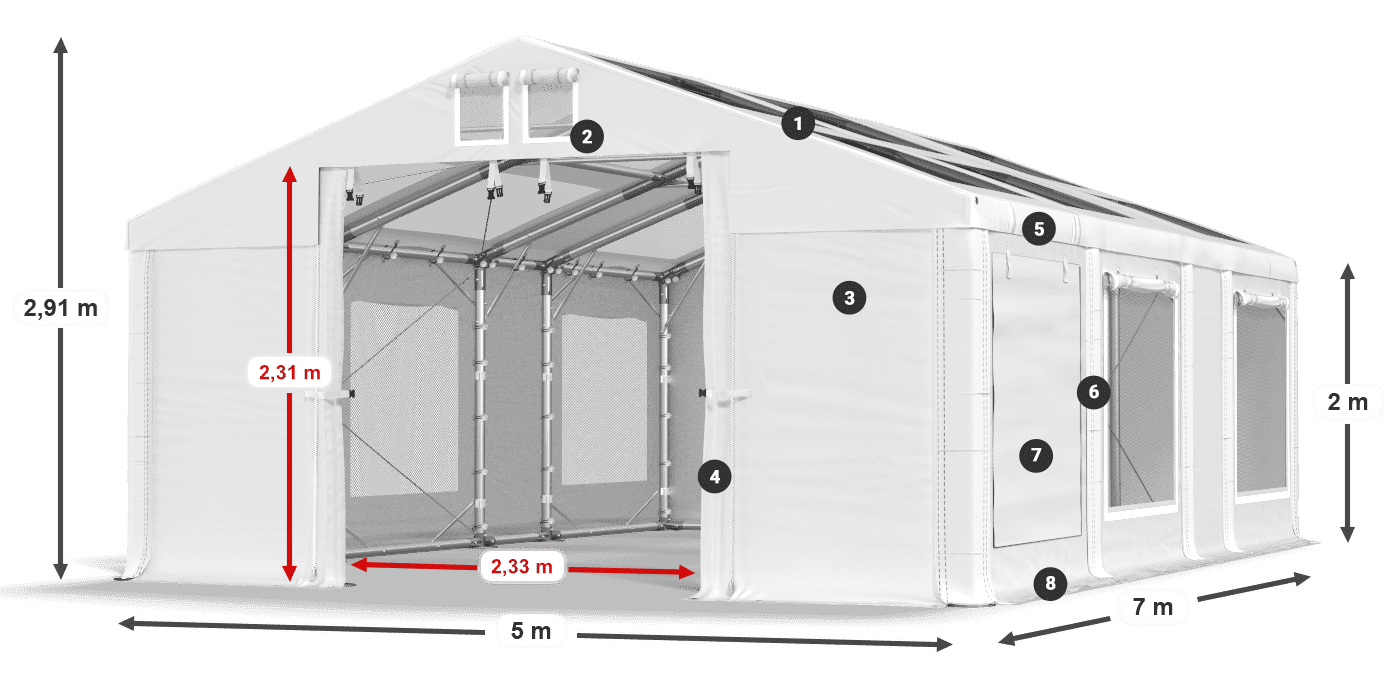 Tetto: MS 580 PVC Muri: SD 500 PVC