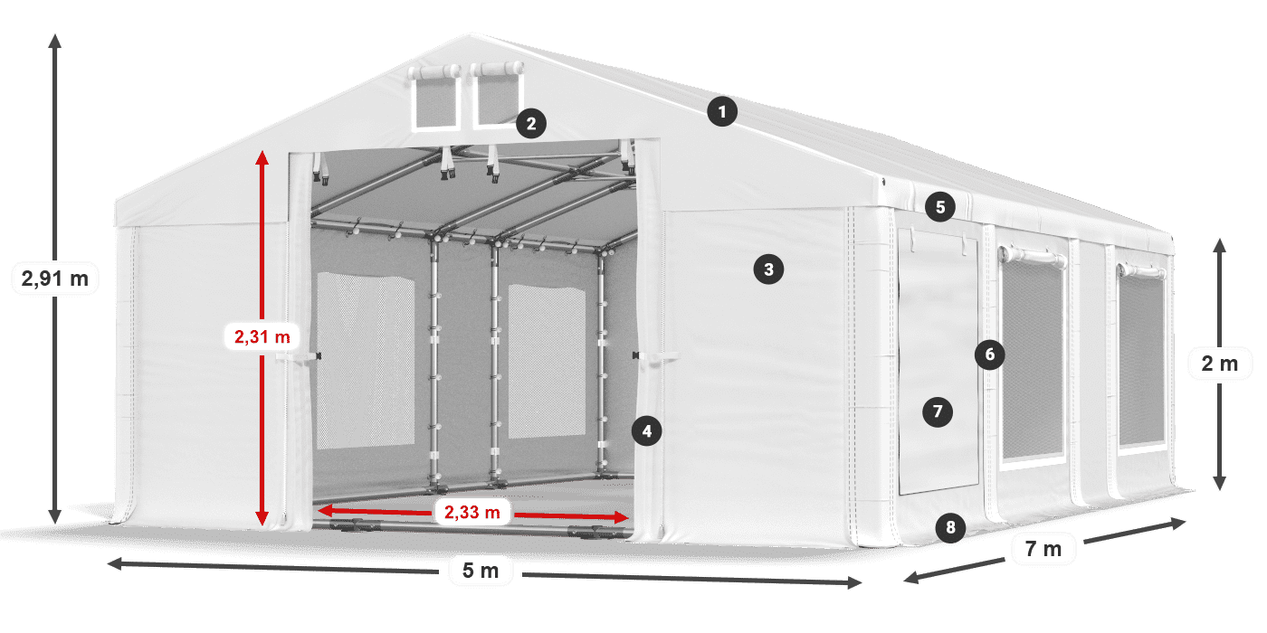 Tetto: MS 580 PVC Muri: SD 500 PVC