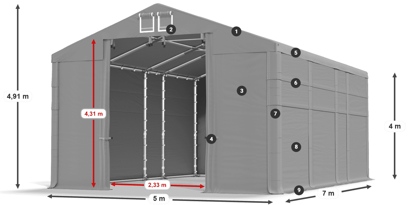 Tetto: MS 580 PVC Pareti: FR 620 PVC 4m leggenda