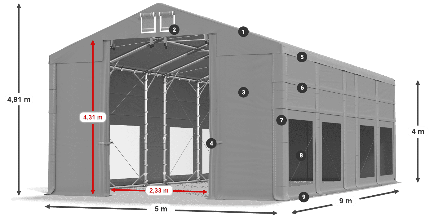 Tetto: FR 620 PVC Pareti: MS 580 PVC 4m leggenda