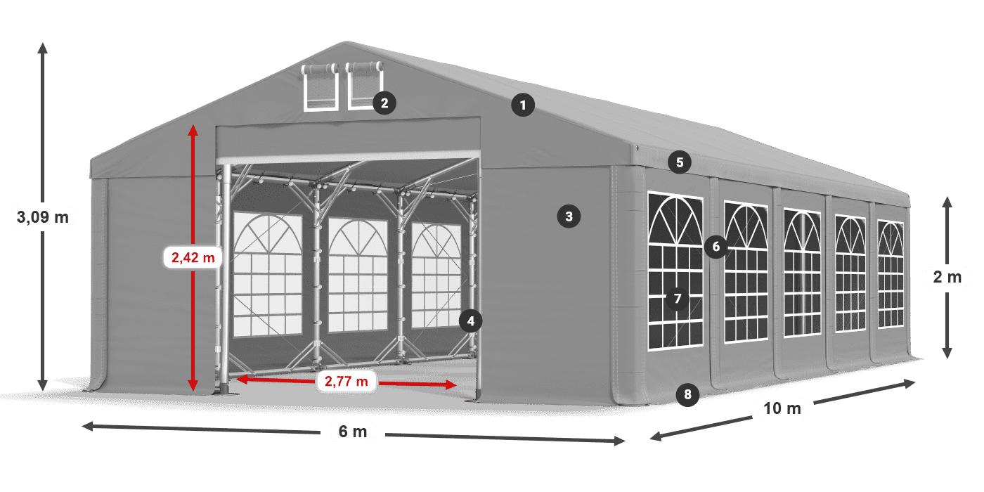 Tetto: FR 620 PVC Pareti: SD 500 PVC 2m leggenda