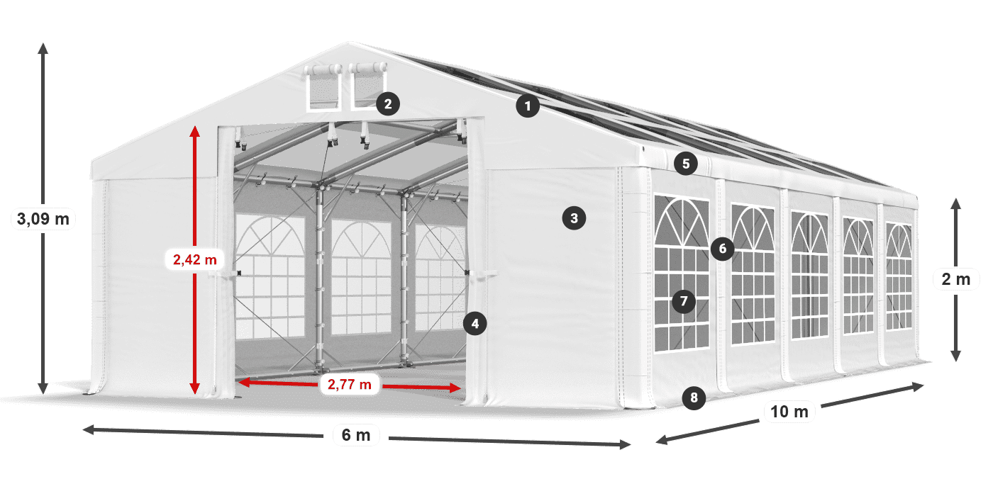 Tetto: MS T 580 PVC Pareti: FR 620 PVC 2m leggenda