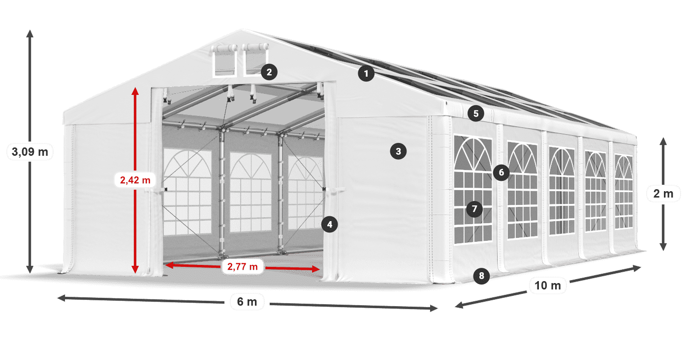 Tetto: MS T 580 PVC Pareti: FR 620 PVC 2m leggenda