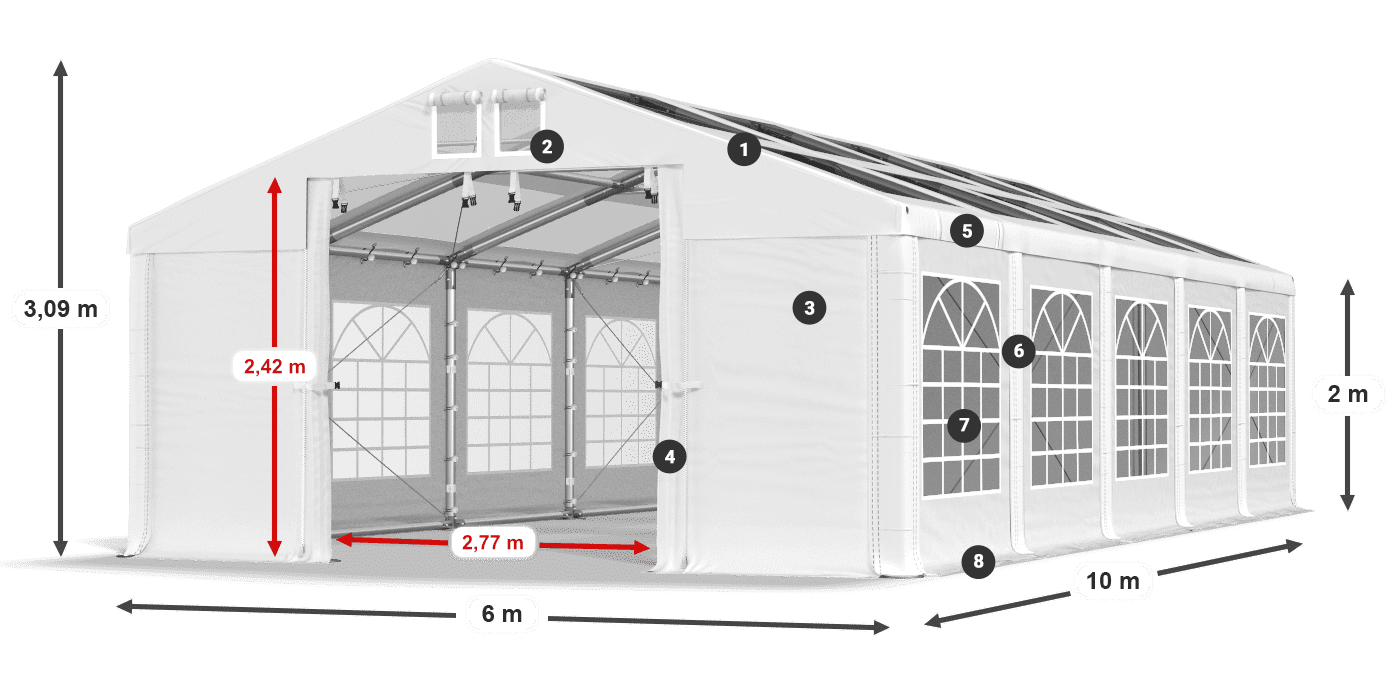 Tetto: MS T 580 PVC Pareti: FR 620 PVC 2m leggenda